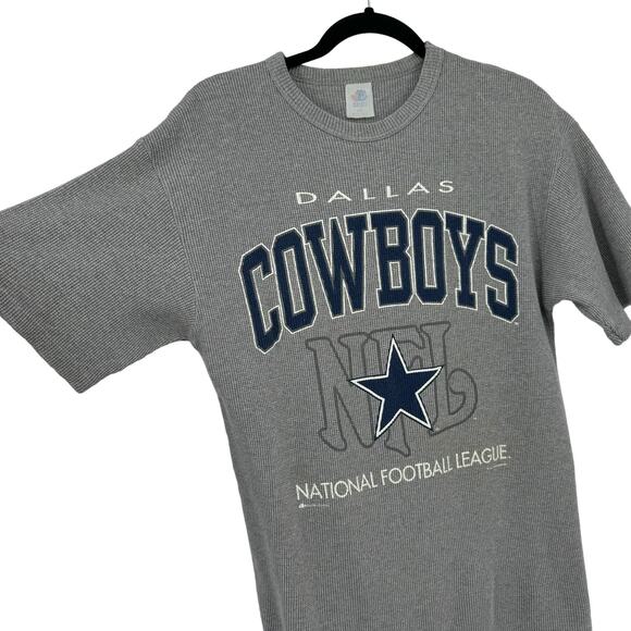 Vintage Bulletin L Athletic Dallas Cowboys NFL Football Waffle Knit Top T Shirt - Picture 3 of 11